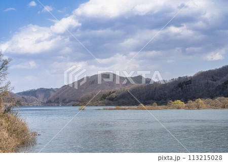 早春の国営みちのく湖畔公園からみた釜房ダム 水没林 宮城県川崎町 早春の国営みちのく湖畔公園からみた釜房ダム 水没林 宮城県川崎町 113215028