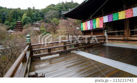大和国長谷寺　国宝　本堂の舞台から五重塔を望む　奈良県 113215743