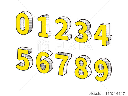 線画の立体的な数字のデザイン 線画の立体的な数字のデザイン 113216447