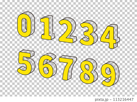 線画の立体的な数字のデザイン 線画の立体的な数字のデザイン 113216447