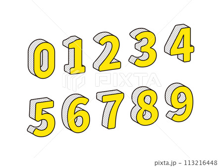 線画の立体的な数字のデザインのイラスト素材 [113216448] - PIXTA