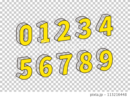 線画の立体的な数字のデザインのイラスト素材 [113216448] - PIXTA