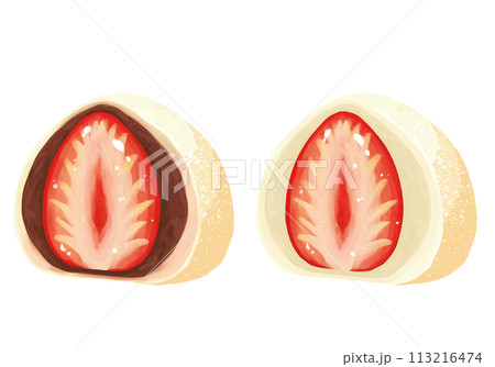 苺大福の断面　黒あん白あんセット 113216474