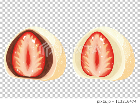 苺大福の断面　黒あん白あんセット 113216474