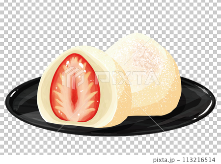 お盆にのせた苺大福　2つ　白あん 113216514