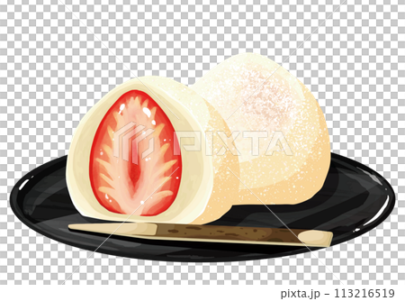 お盆にのせた苺大福　2つ　白あん　菓子切つき 113216519