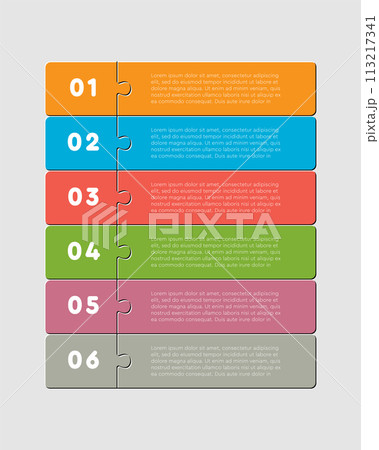 Six piece line infographic jigsaw puzzle process 113217341