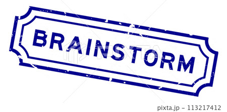 Grunge blue brainstorm word rubber seal stamp on white background 113217412