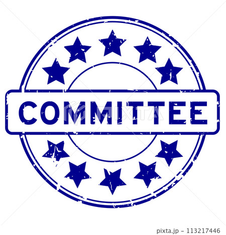Grunge blue committee word round rubber seal stamp on white background 113217446