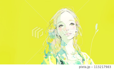 カメラ目線の女性のイラスト 113217983