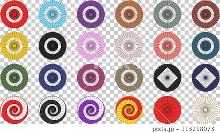 Japanese umbrella, Janome umbrella, colorful Japanese umbrellas viewed from directly above 113218073