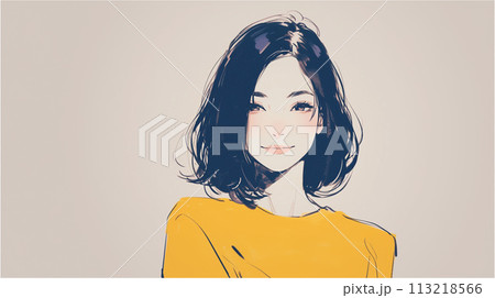 正面を見る美しい女性 113218566