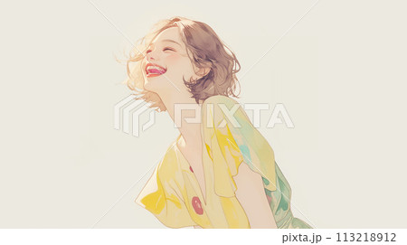 明るく笑う元気な女性 113218912