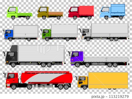 各種尺寸卡車的插圖集 各種尺寸卡車的插圖集 113219279