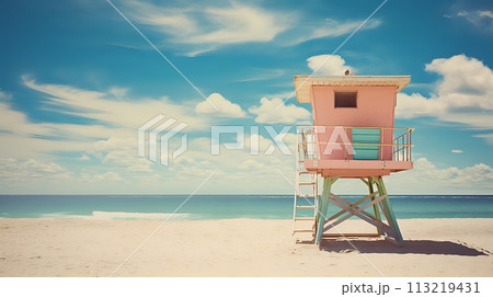 Lifeguard tower on the beach 113219431