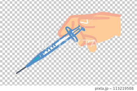 Illustration material of a hand holding a syringe 113219508
