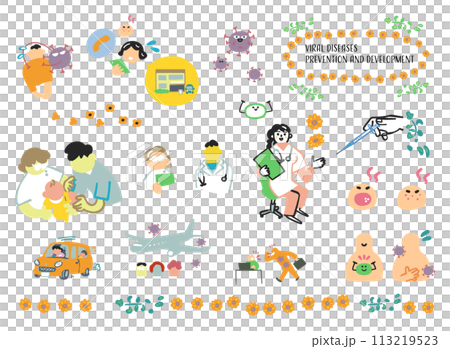 一組可用於醫療領域有關傳染病的預防、對策和治療的通知的插圖資料。 113219523