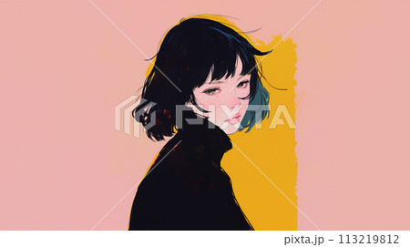 振り返る美しい女性 振り返る美しい女性 113219812