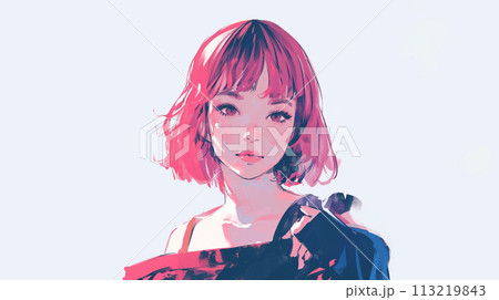 かわいい女性のポートレート 113219843
