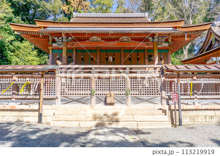 京都府八幡市八幡高坊の石清水八幡宮　摂社　若宮社（重要文化財）男の守護神 113219919