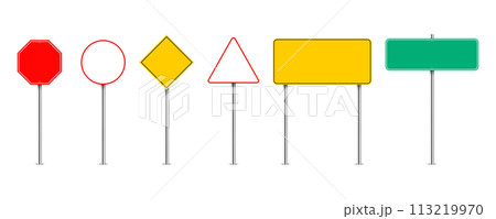 set of blank road signs. Vector illustration 113219970