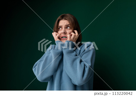 Woman Covering Her Face With Her Hands Woman Covering Her Face With Her Hands 113220042
