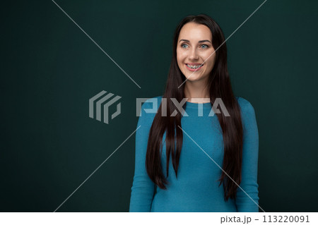 Woman in Blue Top Smiling Woman in Blue Top Smiling 113220091