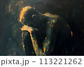 A lonely man sitting and hugging his knees. Depressed male character. Sad thoughts 113221262