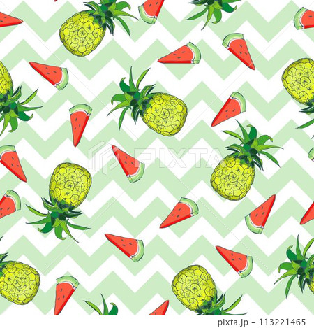Vector Seamless Pattern with Pineapples 113221465