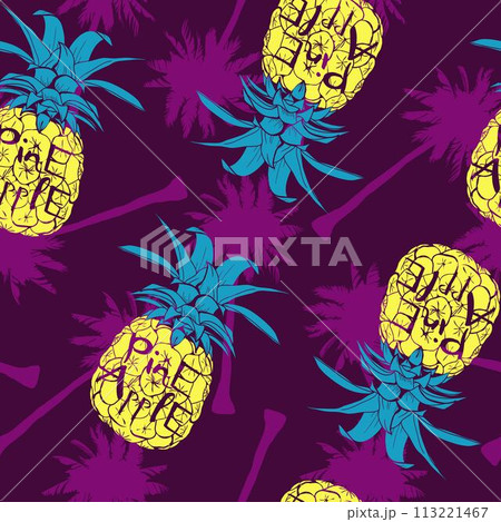 Vector Seamless Pattern with Pineapples 113221467