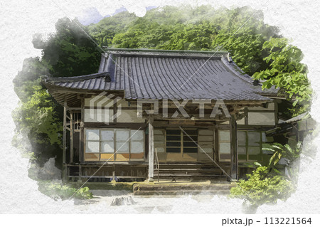 水彩画風 美保関 青石畳通り 圓淨寺 島根県松江市 水彩画風 美保関 青石畳通り 圓淨寺 島根県松江市 113221564