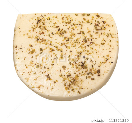 Cheese with spices isolated 113221839