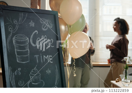 Blackboard and bunch of balloons Blackboard and bunch of balloons 113222859