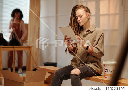 Young female entrepreneur using tablet 113223105