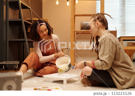 Young owners of cafe doing renovation 113223126