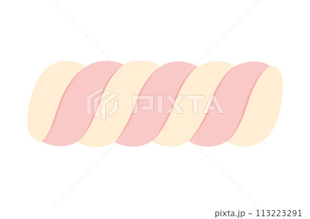 Twist Marshmallows with Pastel Color white and pink isolated on white background 113223291