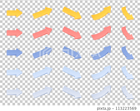 Set of illustration materials of three-dimensional cute arrows 113223569