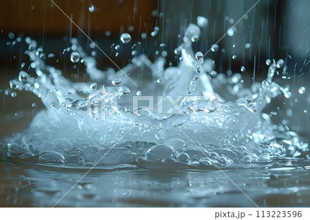 Water Splashing on Table Generative AI 113223596