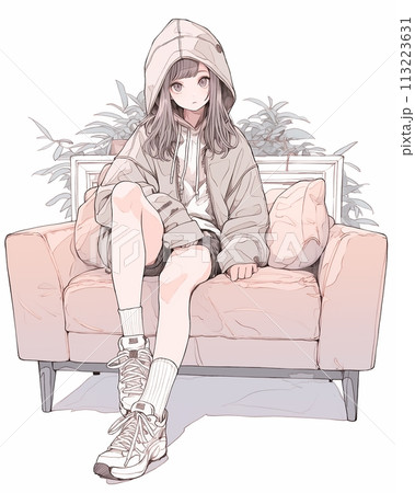 パーカースタイル女子「AI生成画像」 113223631