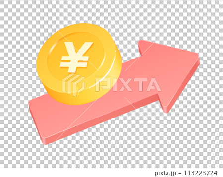立体的なかわいいコインのイラスト_円高 立体的なかわいいコインのイラスト_円高 113223724