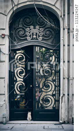 Entrance of old residential building 113224147