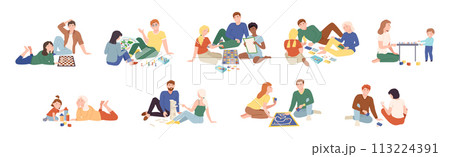 People Character Playing Board Games Spend Time Together Vector Set 113224391