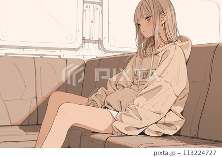 パーカースタイル女子・イラスト「AI生成画像」 113224727