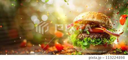 Delicious fresh tasty burger 113224898