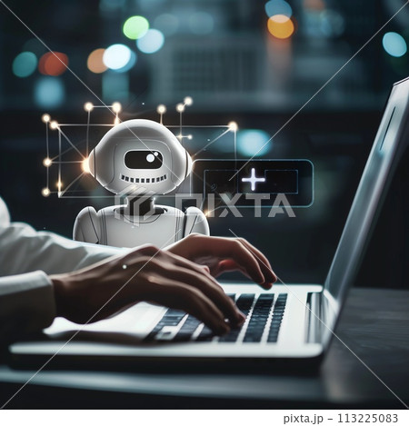 Chat with AI or Artificial Intelligence technology. 113225083