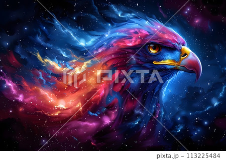 Bird of Prey Soaring Through Space Generative AI 113225484