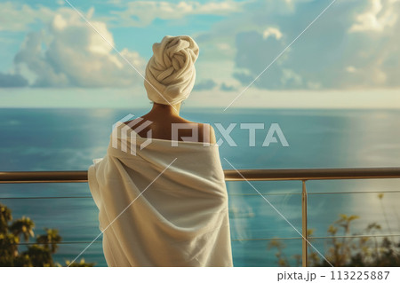 Sunset Contemplation on Deck 113225887