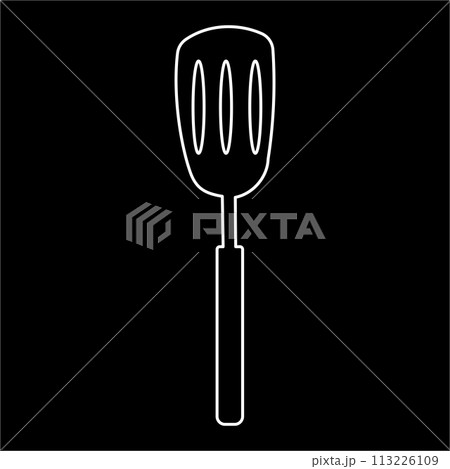 slotted kitchen spatula fry cook line doodle slotted kitchen spatula fry cook line doodle 113226109
