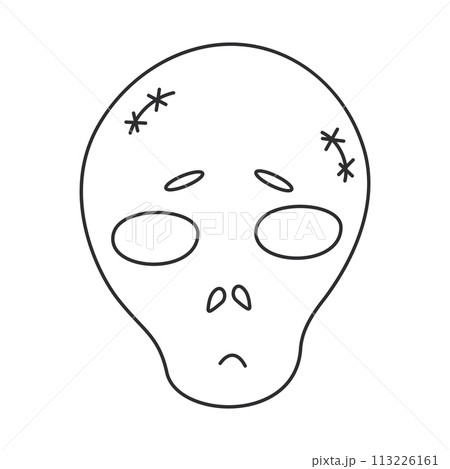 halloween skull line black scary element icon 113226161
