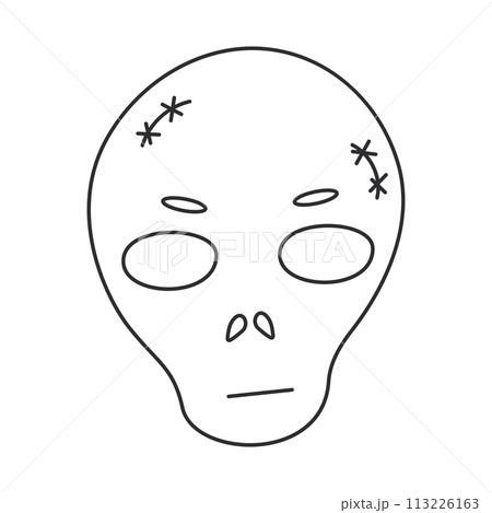halloween skull line black scary element icon halloween skull line black scary element icon 113226163